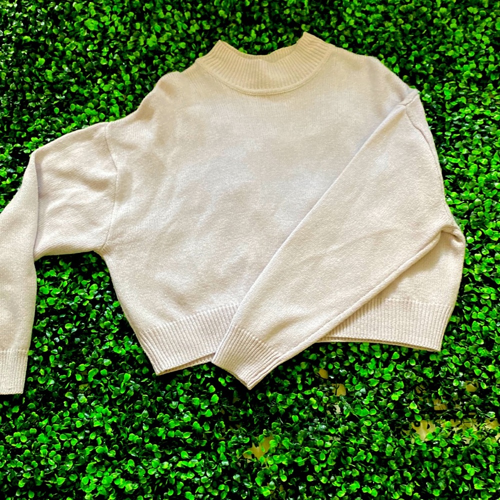 Purple crop sweater high neck